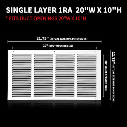 20x10 Return Air Grille, Air Return Vent Cover, Flat Vent Cover, Rejillas De - Image 3