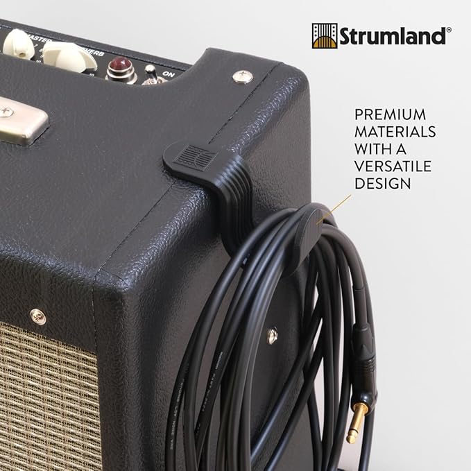 Strumland Music Cable Organizer Set (2-Pack) – Peel-and-Stick Guitar Cable Holder & Studio Cable Hook with Upgraded 3M Adhesive for Desks, Amps & Surfaces (Black)