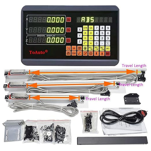 26" 30" 12" DRO 3 Axis Digital Readout 5um Precision Linear Glass Scale 650mm+750mm+300mm Travel Length for for Drill/EDM/Milling/Grinding/Lathe Machine.
