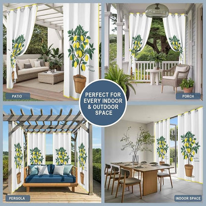 Lemons Outdoor Curtains for Patio Summer Fruit Lemon Tree Waterproof Outside - Image 8