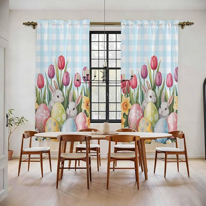 Easter Window Curtains 72 Inch Long 2 Panel Set, Rod Pocket Long Curtains & by Unknown
