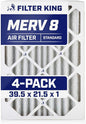 Filter King 39.5x21.5x1 Air Filter | 4-PACK | MERV 8 HVAC Pleated A/C Furnace by FilterKing