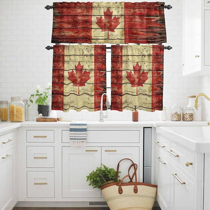 Kitchen Curtains Tiers and Valance Set of 3, Canada Light Filtering Window - Image 3