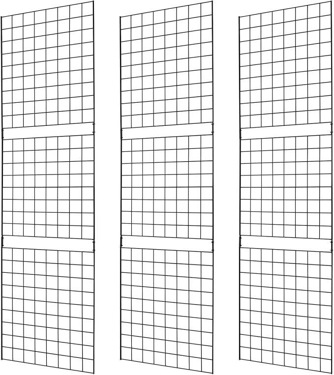 7RiversART Grid Wall Commercial Grade Grid Panels Heavy Duty for Retail Display, 2' W x 7' H, Black (Pack of 3), Portable