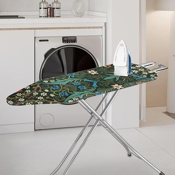 ZCFYGDX William Morris Ironing Board Cover Nylon Buckle Fastening Easy to Install Iron Decor Covers Standard with Elastic Edge Scorch Resistant Protective Covers for Iron Board 15x54 Vintage Print