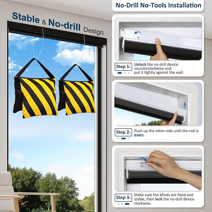 MANSNIX Smart Motorized Blinds with Remote, Cordless No-Drill Automatic Roller Shades, Blackout Electric Blind for Windows, Black, 35.5 x 72