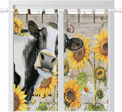 Yellow Sunflowers Bedroom Curtains 72 Inch Length, Window Curtains Tab Top by Unknown
