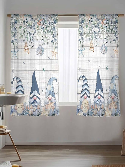 Sheer Curtains 72 Inches Long, Coastal Eucalyptus Leaf Semi Sheer Curtains - Image 5