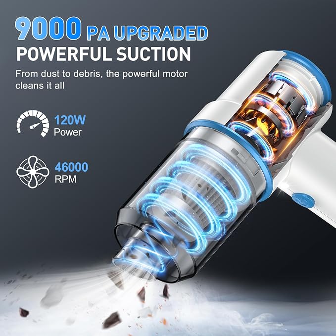 KMM Handheld Car Vacuum Cleaner, 9000PA Vacuum Cleaner & Air Duster, 120W High - Image 2