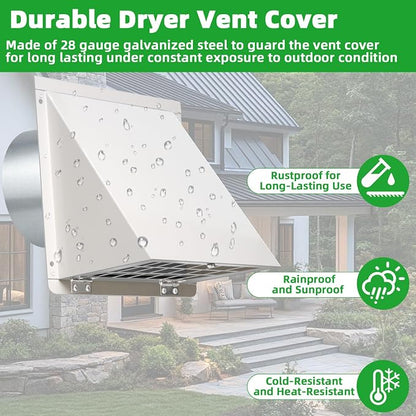 3 Inch Dryer Vent Cover Outside, Metal Exterior Vent Cover - Image 5