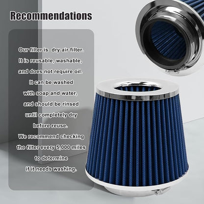 RYANSTAR RACING 89mm 3.5" High Flow Round Tapered Cone Cool Air Filter Cleaner - Image 6