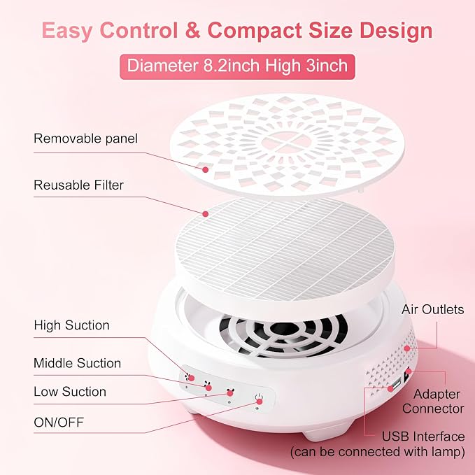 Professional Nail Dust Collector, Quiet Nail Vacuum Cleaner Machine - Image 6