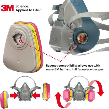 3M P100 Respirator Cartridge/Filter 60923, 1 Pair, NIOSH Approved, Helps - Image 4