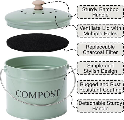 Compost Bin for Kitchen Counter, 1 Gallon Compost Bucket - Image 4