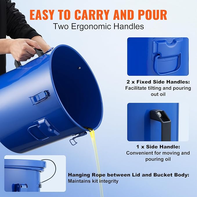 VEVOR Fryer Grease Bucket, 10 Gal Oil Disposal Caddy Carbon Steel Fryer Oil - Image 5