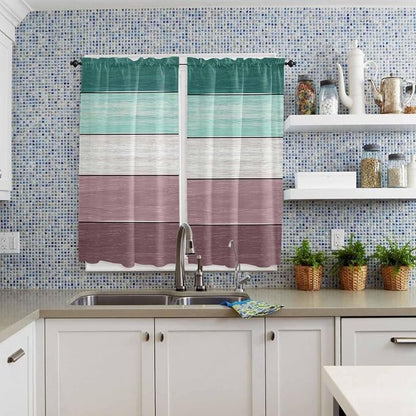 Retro Farm Woodcuts Texture Window Valance Curtains, 2 Panel - Image 8
