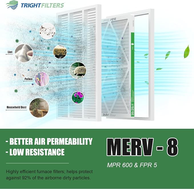20x25x1 Air Filter 4 Pack, MERV 8 Pleated Dust Defense Air Filters Replacement - Image 5