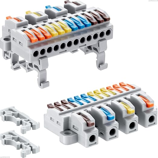 4pcs DIN Rail Terminal Blocks, DIY Splicing Wire Connectors by JANDECCN
