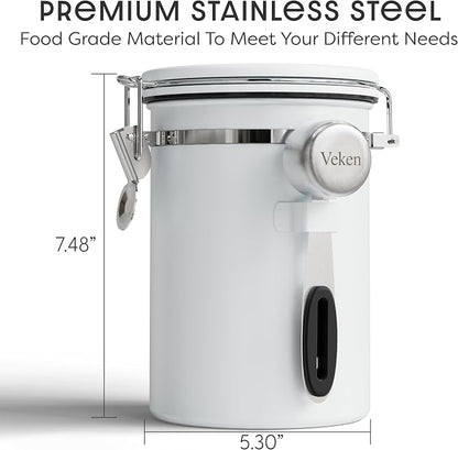 Veken Coffee Canister with Window, Airtight Stainless Steel Kitchen Food - Image 2