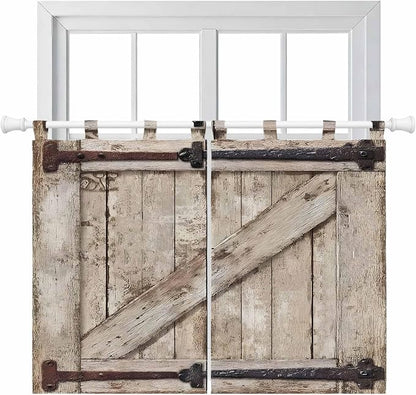 Farmhouse Wood Grain Bedroom Curtains 63 Inch Length, Window Curtains Tab Top by Unknown