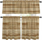 Kitchen Curtains Tiers and Valance Set of 3, Light Brown Wood Grain Light by Anzona