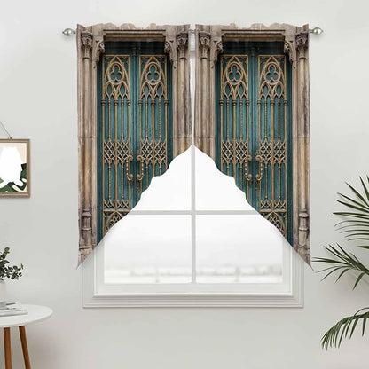 Turquoise Vintage Door Swag Valances - Image 3