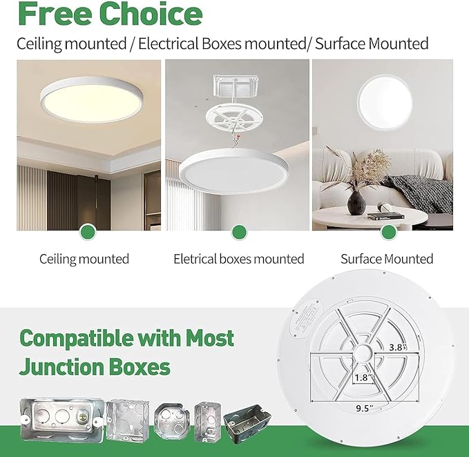 15.8 Inch Dimmable LED Flush Mount Ceiling Light, 32W, 3480LM, 3000K/3700K/4000K/5000K/6000K, Round Flat Panel Low Profile Ceiling Light Fitures for Hallway, Kitchen, Bedroom, 4PK White