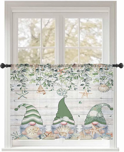 Sheer Curtains 54 Inch Length, Coastal Eucalyptus Leaf Semi Sheer Curtains by Unknown