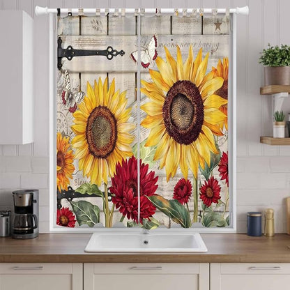 Red Yellow Sunflowers Living Room Curtains 84 Inch Length, Window Curtains Tab - Image 9