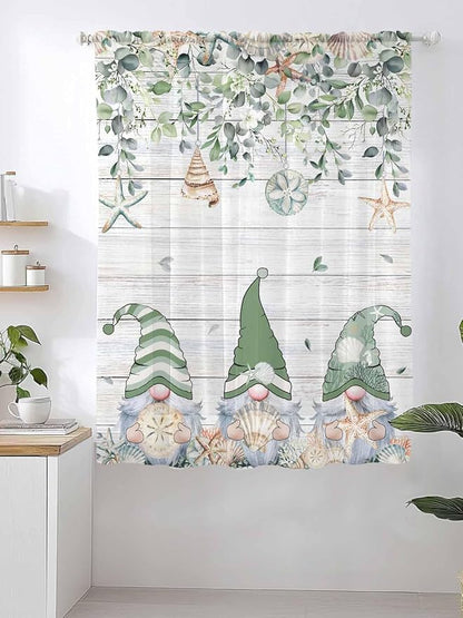Sheer Curtains 63 Inch Length, Coastal Eucalyptus Leaf Semi Sheer Curtains - Image 2