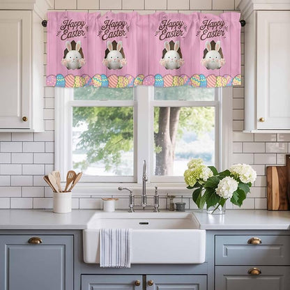 Pink Easter Curtain Valances for Windows, Kitchen Valance Window Treatment - Image 2