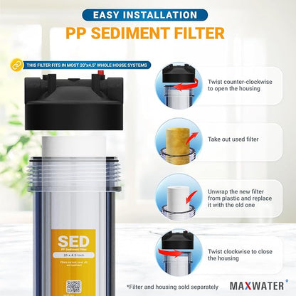 Max Water 5 Micron 20 x 4.5 Sediment Filter 20 inch Whole House BB Water - Image 5