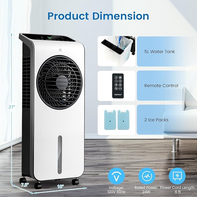 ARLIME Evaporative Air Cooler, 3-in-1 Portable Air Conditioner, AC Fan w/ 3 - Image 7