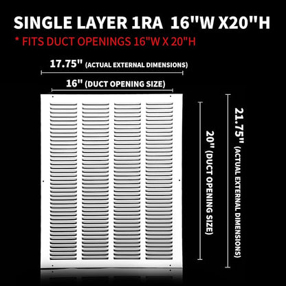 16x20 Return Air Grille, Air Return Vent Cover, Flat Vent Cover, Rejillas De - Image 2