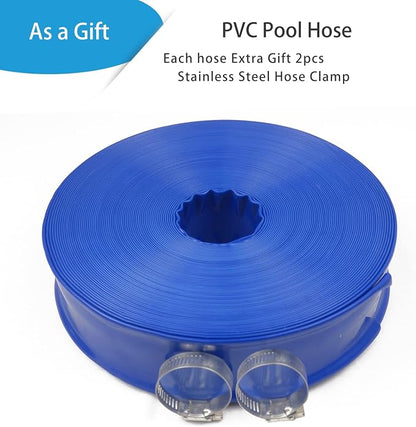 Poolvio 1-1/2" x 100' Professional Blue Backwash Hose - Image 2