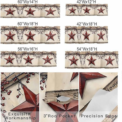 Farmhouse American Valances for Windows, Country Star Berries Vintage Wood - Image 9