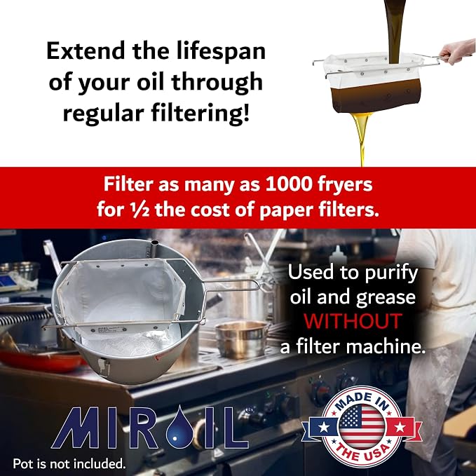 MirOil B6PS EZ Flow Deep Fryer Oil Filter Bag w/Frame – Reusable Grease Fryer - Image 5