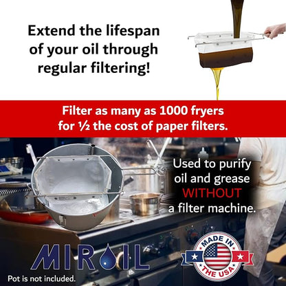 MirOil B6PS EZ Flow Deep Fryer Oil Filter Bag w/Frame – Reusable Grease Fryer - Image 5