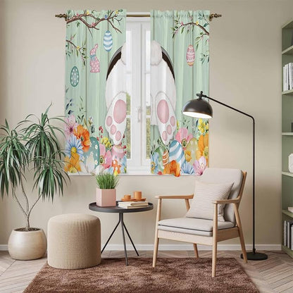 Easter Window Curtains 63 Inch Long 2 Panel Set, Rod Pocket Bedroom Curtains & - Image 7