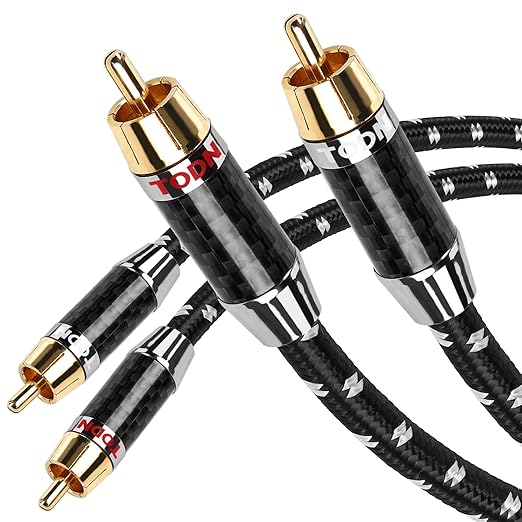 TODN Audiophile RCA Cables Stereo Shielded HiFi 2RCA Male to Male for Subwoofer, Phono, Car Audio (1.64ft/0.5m, 1 Pair)