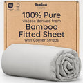 Bambaw 100% Viscose Derived from Bamboo Fitted Sheet King Size, Cooling Fitted Sheets King Size, Gray Fitted Sheet Only, 16’’ Pocket Fitted King Sheet Only, Cooling Mattress Sheets (Moonlight Gray)
