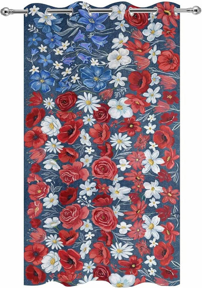 4th of July Outdoor Curtains for Patio Patriotic Flowers Farmhouse Red - Image 9
