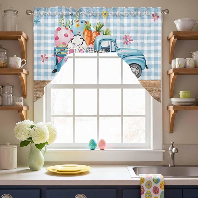 Swag Valance Curtains, Easter Truck - Image 7