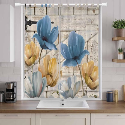 Blue Yellow Tulips Living Room Curtains 84 Inch Length, Window Curtains Tab Top - Image 9