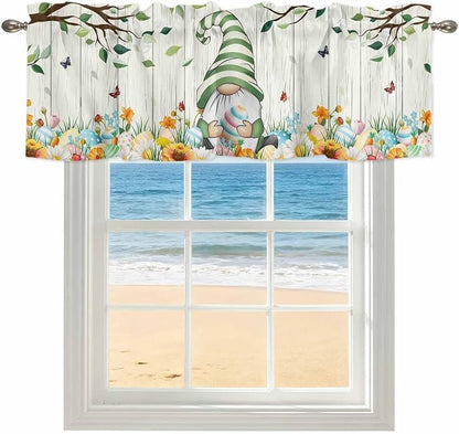 Easter Gnomes Curtain Valances for Windows, Kitchen Valance Window Treatment by Unknown