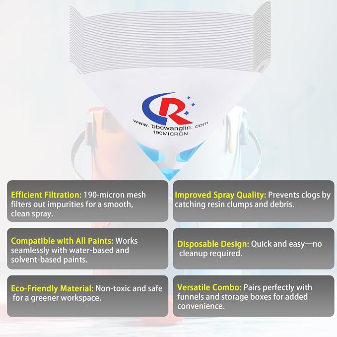 250 Pack of Paint Strainers, Paint Filter Strainer Paper Cone - Image 2