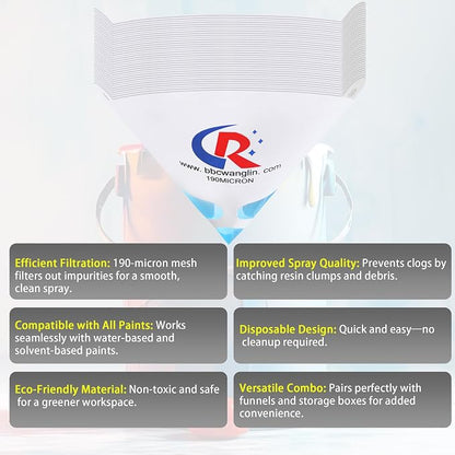 100 Pack of Paint Strainers, Paint Filter Strainer Paper Cone - Image 2