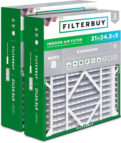 Filterbuy 21x24.5x5 Air Filter MERV 8 Essential Dust & Allergy Defense by Filterbuy