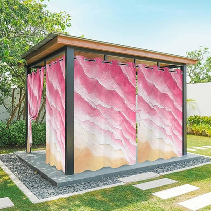 Ocean Outdoor Curtains for Patio Beach Waves Watercolor Abstract Gradient Pink by Unknown