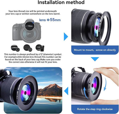55mm Lens to 58mm Camera Lens Adapter, 55mm to 58mm Filter Step-Up Adapter Ring - Image 5